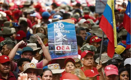  ??  ?? No more: Maduro supporters taking part in a government rally against the Organisati­on of American States, in Caracas. — AP