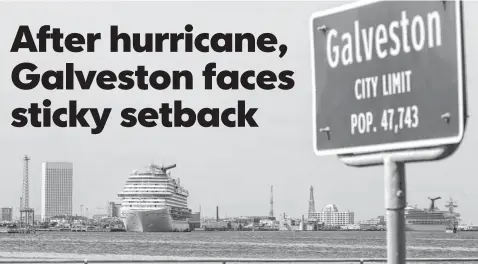  ?? PHOTOS BY THOMAS SHEA, GETTY IMAGES ?? Carnival Triumph and two other cruise ships sit in the Houston Port on Tuesday. They waited to leave after Saturday’s oil spill off Galveston, Texas.