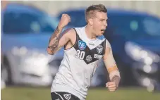  ?? Picture: TJ YELDS, NEAFL ?? Shark Trent Stubbs copped a heavy hit.