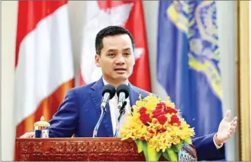  ?? MOI ?? Interior minister Sar Sokha speaks at the annual review meeting of the National Committee against Torture’s (NCAT) action plan on October 3.