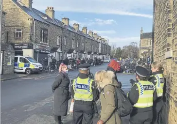  ?? ?? Happy Valley filming on Bath Place, off Boothtown Road in Halifax. Photo: Jim Fitton