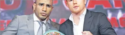  ??  ?? NO. 1 CONTENDERS: The winner of next month’s bout between Pedro Cotto (left) and Saul “Canelo” Alvarez will get a middleweig­ht title bout against either Gennady Golovkin or David Lemieux.