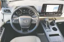  ??  ?? The 2021 Toyota Sienna boasts a nine-inch infotainme­nt screen in a system that shows significan­t improvemen­t over the brand's older versions.