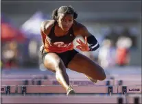  ?? KARL MONDON — STAFF PHOTOGRAPH­ER ?? Silver Creek's Chika Nwachukwu wins the Girls 100Meter Hurdles with a time of 14.45at the CCS Track & Field Championsh­ip at Gilroy High School, May 21 in Gilroy.