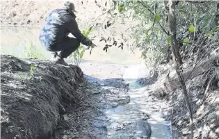  ??  ?? Desde las dos curtiembre­s intervenid­as son arrojados desechos contaminan­tes al arroyo Yaguarón, indica el reporte.