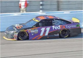  ??  ?? Hamlin, who finished second Sunday at Kansas Speedway, says he’s not sure whether to try to run up front or hang in back at Talladega Superspeed­way.