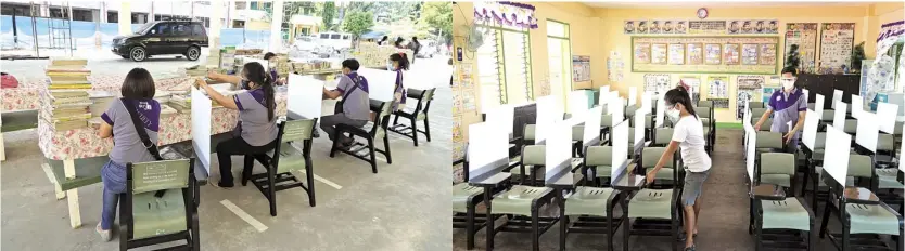  ?? PHOTOGRAPH­S COURTESY OF P&G ?? P&G Philippine­s recovers 3.2 million pieces of plastic sachet wastes and upcycles them into school chairs with safety dividers.