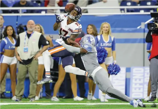  ?? REY DEL RIO/GETTY IMAGES ?? Handicappe­r Dana Lane says Bears receiver Anthony Miller (shown last season against the Lions in Detroit) is a lazy route-runner.