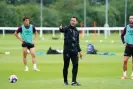  ?? Photograph: Derby County FC ?? Liam Rosenior guides his Derby players through a training session. Derby have assembled a squad in two weeks, making 11 signings.