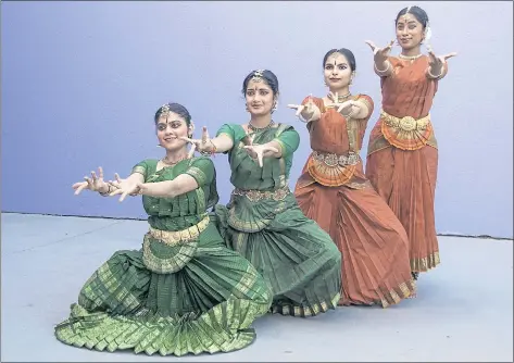  ?? SANTHOSH SELVARAJ — ABHINAYA DANCE COMPANY ?? From left, Abhinaya Dance Company members Chaitanya Gotur, Vaishali Ramacha, Anagha Guliam and Shreya Ganapathy will perform in the company’s Martin Luther King Jr.-themed work, “Stories of Justice.”