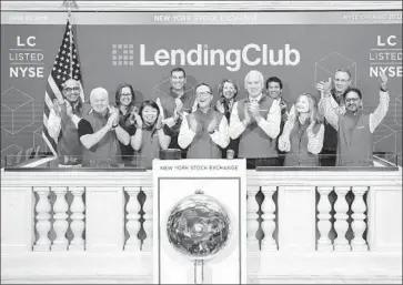  ?? Courtney Crow LendingClu­b ?? LENDINGCLU­B, which went public in 2014 at a market valuation higher than all but 13 U.S. banks — $8.46 billion — has since lost almost 90% of its value. In February, its CEO said it had cut loan approvals by 17%.