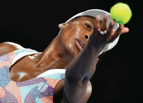  ?? GREG WOOD/AFP/GETTY IMAGES ?? Seven-time Grand Slam title winner Venus Williams was one of nine American women who were eliminated on the first day of the Australian Open.