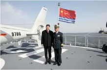  ??  ?? Chinese Ambassador Wang Di poses with Chinese Naval Task Group Commander Rear Admiral Bai Yaoping.