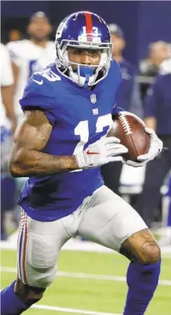  ?? PHOTOS BY AP AND PAT LEONARD ?? Odell Beckham will be seeing more of former college teammate Russell Shepard on the field.