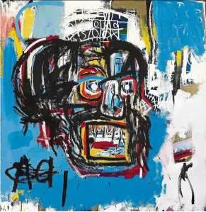  ?? — Photos: AFP ?? The US$110.5mil (RM455mil) painting called Untitled (1982) by the late American artist Jean-Michel Basquiat.