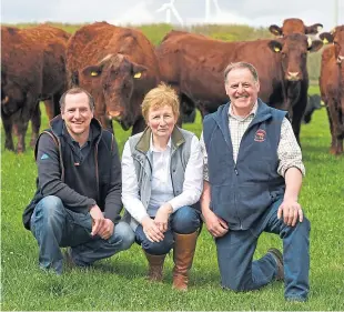  ??  ?? James, Barbara and Robbie Milne at North Bethelnie Farm.