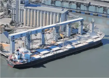  ?? ARCHIVO LA NUEVA. ?? La terminal portuaria de Ingeniero White en plena actividad de carga de cereales.