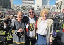  ?? John Katsilomet­es Las Vegas Review-journal ?? D Las Vegas co-owner Derek Stevens with his wife, Nicole, and Las Vegas Mayor Carolyn Goodman at a Golden Knights viewing party May 12. Stevens and brother Greg will throw a party to announce their new resort after Goodman’s State of the City speech on Jan. 10.