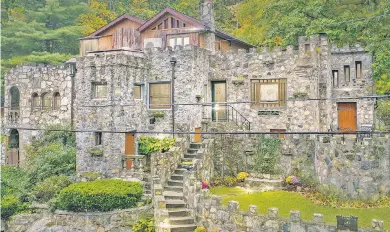  ??  ?? This “custom-built castle” (above) near Lake Peekskill boasts medieval ambiance and richly decorated interiors (left). It’s asking $675,000.