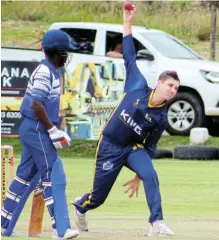  ?? ?? FAST AND FURIOUS: Graeme College’s Murray Tyson sends down a delivery to a Peterhouse batsman in their final Makhanda Cricket Festival game at Graeme College’s Somerset Field on Saturday.