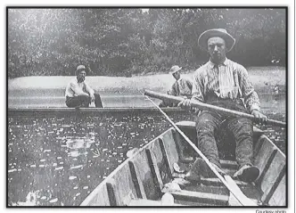  ?? Courtesy photo ?? Wooden jon boats got anglers floating down the White River in the decades before Beaver Lake, as seen in this photo on display.