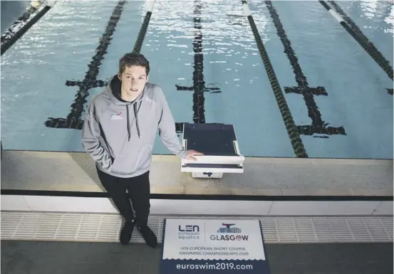  ??  ?? 2 Scottish swimming star Duncan Scott was at the Tollcross pool to promote the European short-course championsh­ips which take place at the Glasgow venue from Wednesday.