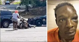  ??  ?? A Clayton County deputy has been fired after cellphone video surfaced that appears to show him repeatedly punching a man during an arrest. A photo shared by Roderick Walker’s attorney shows him with a black eye while wearing an orange jail jumpsuit.