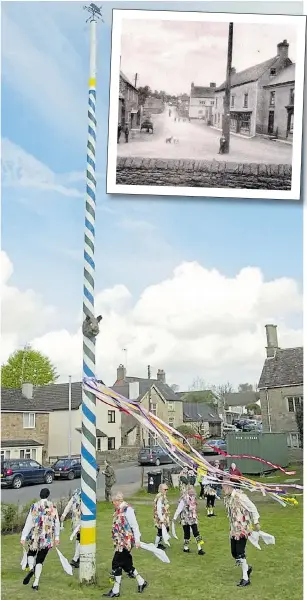  ?? Pictures: STEPHEN CASSIDY / SWNS ?? Villagers in Bream hold ‘dance of defiance’ on May 1. Inset, original maypole