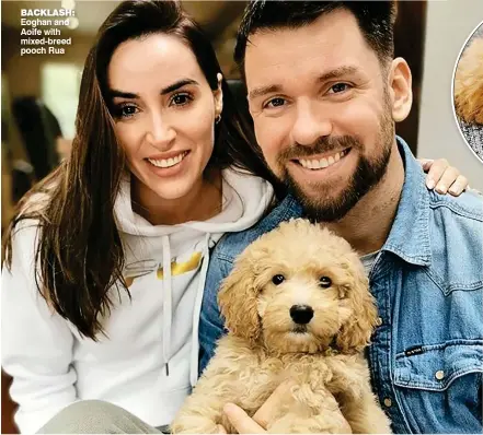  ??  ?? backlash: Eoghan and Aoife with mixed-breed pooch Rua