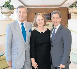  ?? CAPEHART PHOTOGRAPH­Y/COURTESY PHOTOS ?? Bill Meyer, Judy Mitchell and Mike Bracci attended the Young Friends of the Kravis Center’s Kravis 2020 reception on Sept. 12.