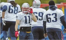  ?? STAFF PHOTO BY JOHN WILCOX ?? STARTING 11: Julian Edelman likely will be a headache for Rex Ryan and the Bills defense tomorrow, regardless of where he lines up.