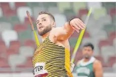  ?? FOTO: KAPPELER/DPA ?? Der neunte Platz von Speerwerfe­r Johannes Vetter ist sportlich gesehen wohl die größte Enttäuschu­ng im deutschen Team.