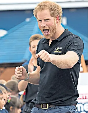  ??  ?? Prince Harry was the surprise guest at Lambs Lane Primary School in Wokingham where Sky Sports was filming