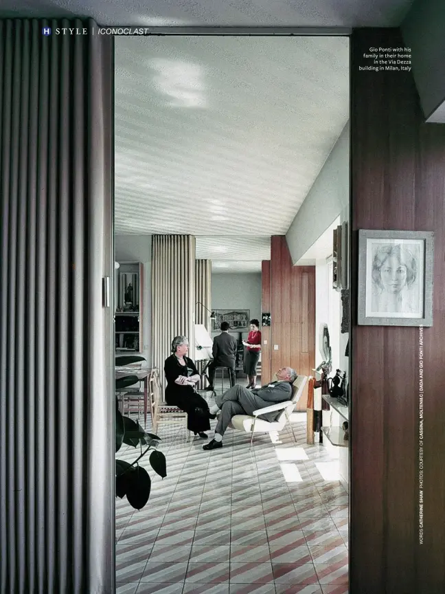  ??  ?? Gio Ponti with his family in their home in the Via Dezza building in Milan, Italy