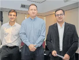  ??  ?? Trío. De izq. a der., Pablo Talano,Juan Moreno y Adrián Vilaplana, de Monsanto.