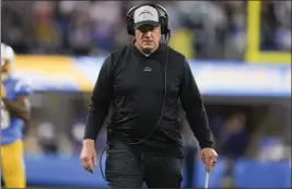  ?? RYAN SUN — THE ASSOCIATED PRESS ?? Interim head coach Giff Smith inspired his players, by all accounts, in the Chargers' narrow 24-22 loss to the Buffalo Bills that eliminated them from the AFC playoff race.