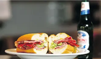  ??  ?? Peppino’s new location at 1512 7 St. S.W. in Calgary offers wine and Peroni beer with its sandwiches.