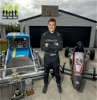  ?? PHOTO: DAVID UNWIN/STUFF ?? Louis Redshaw, 13, has just won the junior ministocks, and is racing in the Formula First open wheelers competitio­n.