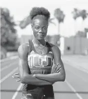  ?? RANDY VAZQUEZ/STAFF PHOTOGRAPH­ER ?? Shakima Wimbley already owns the NCAA’s indoor crown in the 400, a title she claimed with a world-leading time of 51.07 seconds back in March.