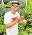  ?? ?? Calvin Soh introduces guests to the herbs and fruits in their garden.