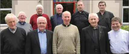  ??  ?? Bishop Denis Brennan with priests of the Diocese at Summerhill to mark their jubilees (from left) front – Fr. Ray Gahan (golden), Fr. Tony O Connell (golden), Bishop Brennan, Fr. Paddy O’Brien (diamond), and Fr. Matt Boggan (silver); back – Monsignor Denis Lennon (Vicar for Clergy), Fr. Sean Gorman (ruby), Fr. Danny McDonald (ruby), Fr. Jim Butler (ruby), and Fr. Michael Byrne (silver).