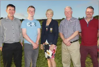  ??  ?? At Marie O’Connor’s Lady President’s Prize at Castleisla­nd Golf Club last Sunday were, from left, Stephen Crux, James McAuliffe, Marie O’Connor, Brendan Hickey and Sean Cunningham.