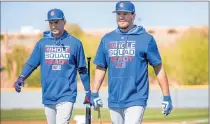  ?? ARMANDO L. SANCHEZ / CHICAGO TRIBUNE ?? Albert Almora , left, and Kyle Schwarber are both currently free agents after the Cubs refused to tender contracts to either of them.