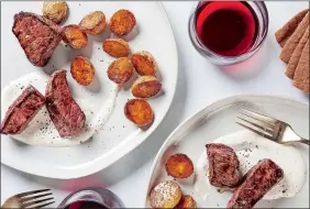  ?? REY LOPEZ FOR THE WASHINGTON POST ?? Seared Steak Tips With Potatoes and Horseradis­h Cream