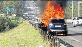  ?? PHOTO: FACEBOOK/SABELO CELE ?? Like many Kuga owners, Sabelo Cele and his wife watched as their Kuga caught fire in December last year. This has forced Ford SA to recall all the Kugas of the same model.