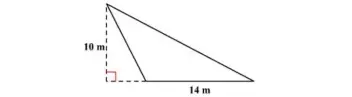  ??  ?? Area of Triangle = (B X H)/2 = (14m X 10 m)/2 = (140 m)/2
= 70 m^2