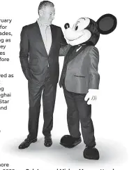  ?? ALBERTO E. RODRIGUEZ/ GETTY IMAGES ?? Bob Iger and Mickey Mouse attend Mickey’s 90th Spectacula­r on Oct. 6, 2018, in Los Angeles.