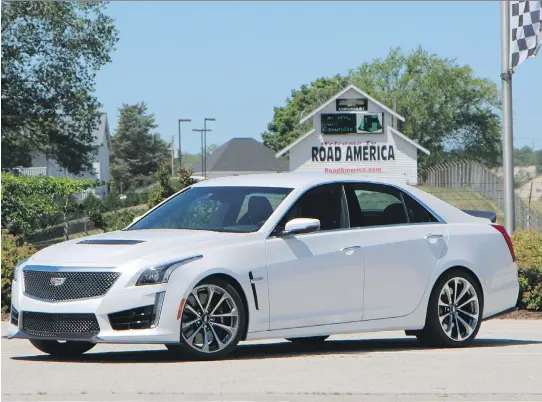  ?? DAVID BOOTH/DRIVING ?? With a 6.2-L V8 under the hood, Cadillac’s brawny 2016 CTS-V rockets to 100 km/h in 3.7 seconds versus the BMW M5’s 4.1, putting it in supercar territory.