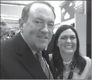  ?? Arkansas Democrat Gazette/FRANK E. LOCKWOOD ?? Former Arkansas Gov. Mike Huckabee and his daughter, Sarah Huckabee Sanders, in the hall outside the Republican National Convention in Cleveland last July.