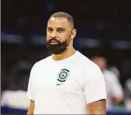  ?? Stephen Lam / San Francisco Chronicle ?? Boston Celtics head coach Ime Udoka watches during a practice at Chase Center on Wednesday in San Francisco.